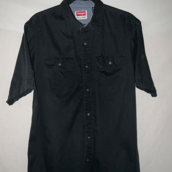 Black‎ Wrangler Short Sleeve button down Size M everyday basic workwear casual - Picture 6 of 16